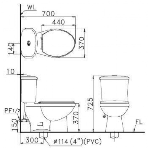 Bồn Cầu Điện Tử CAESAR CD1338/TAF200H 2 Khối