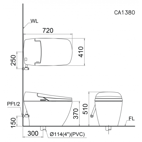 Nắp Bàn Cầu Điện Tử CAESAR TAF400H Đa Năng