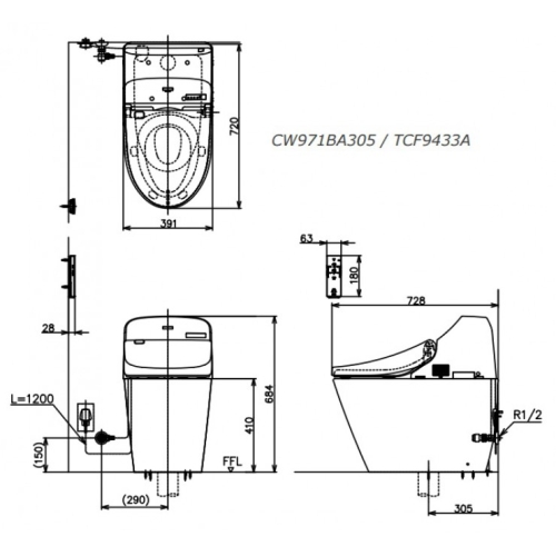Bồn Cầu Thông Minh TOTO C971/TCF9433A GG