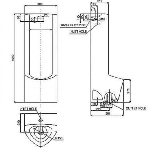 Bồn Tiểu Nam Cảm Ứng Đặt Sàn American Standard AS Longbrook WP-6602