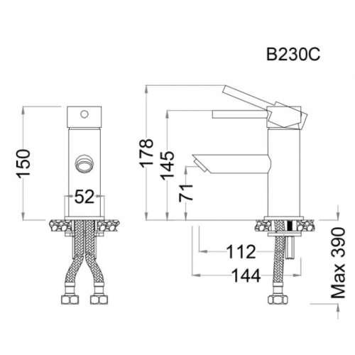 Vòi Nóng Lạnh Lavabo CAESAR B230CU (B230C) Xả Nhấn