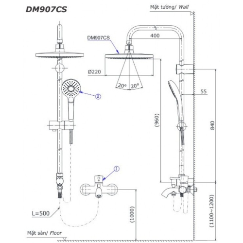 Bộ Sen Cây TOTO TBV03427V/DGH104ZR/DM907CS Nhiệt Độ Nhật