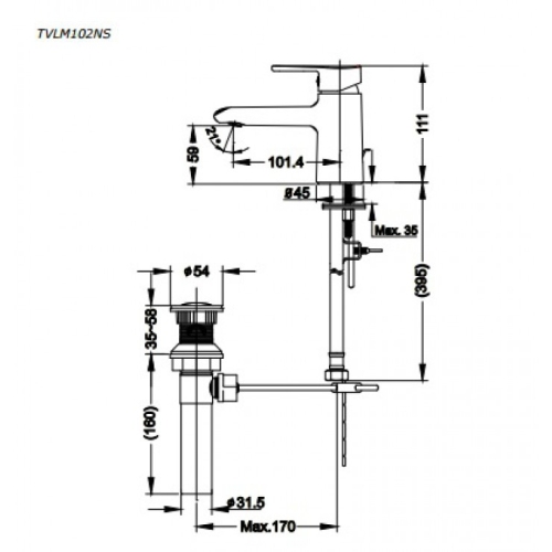 Vòi Lavabo TOTO TVLM102NSR Nóng Lạnh